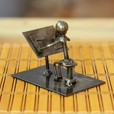 Primary image for Recycled Metal Figurine of Architect Working on Plans Architect at Work