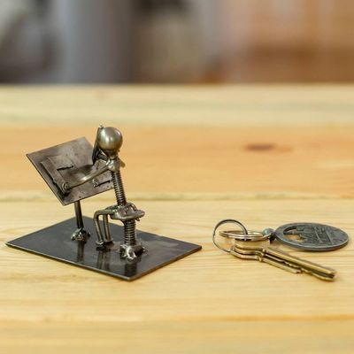Alternate image for Recycled Metal Figurine of Architect Working on Plans Architect at Work