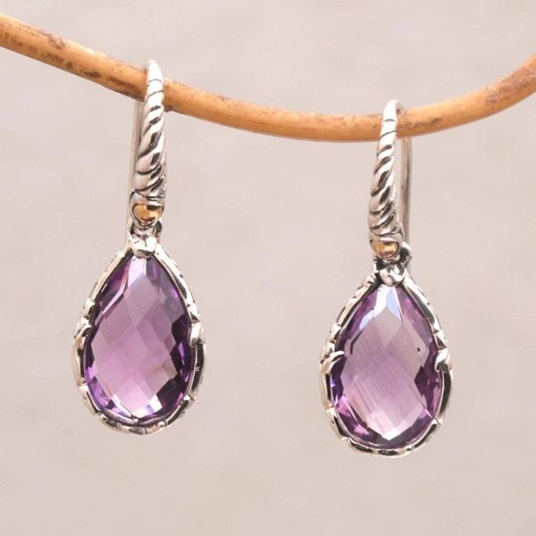 Alternate image for Balinese Amethyst and Sterling Silver Dangle Earrings Ancient Majesty