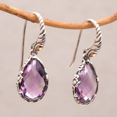 Alternate image for Balinese Amethyst and Sterling Silver Dangle Earrings Ancient Majesty