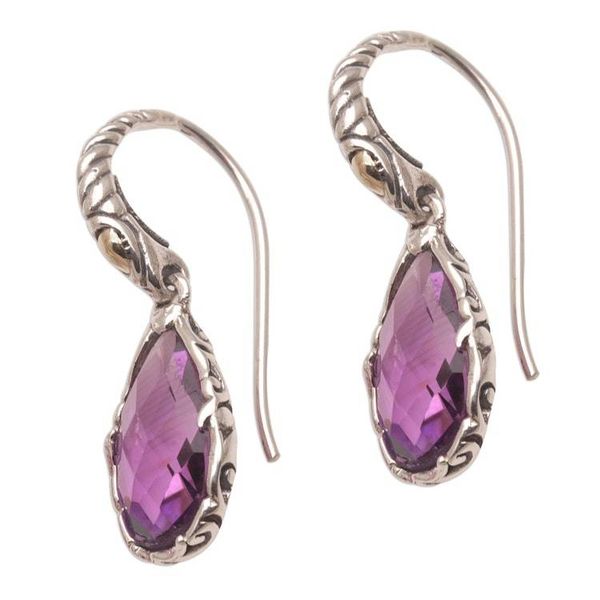 Alternate image for Balinese Amethyst and Sterling Silver Dangle Earrings Ancient Majesty