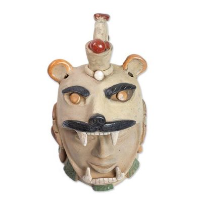 Alternate image for Ceramic Jaguar Warrior Head Sculpture From Teotihuacan Jaguar Warrior Head