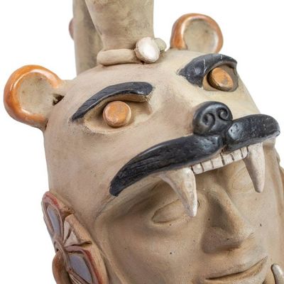 Alternate image for Ceramic Jaguar Warrior Head Sculpture From Teotihuacan Jaguar Warrior Head