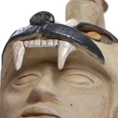 Alternate image for Ceramic Jaguar Warrior Head Sculpture From Teotihuacan Jaguar Warrior Head