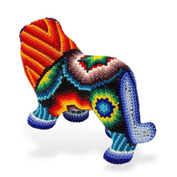 Alternate image for Papier Mache and Huichol Glass Bead Lion From Guadalajara Jalisco Lion