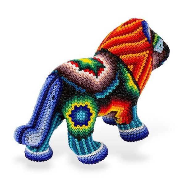 Alternate image for Papier Mache and Huichol Glass Bead Lion From Guadalajara Jalisco Lion