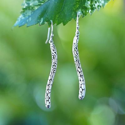 Primary image for Balinese-Made Nature-Themed Sterling Silver Dangle Earrings Blooming Breeze