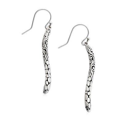 Alternate image for Balinese-Made Nature-Themed Sterling Silver Dangle Earrings Blooming Breeze
