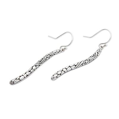 Alternate image for Balinese-Made Nature-Themed Sterling Silver Dangle Earrings Blooming Breeze