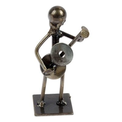 Alternate image for Eco-Friendly Recycled Metal Guitar Player Figurine Guitar Star