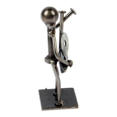 Alternate image for Eco-Friendly Recycled Metal Guitar Player Figurine Guitar Star