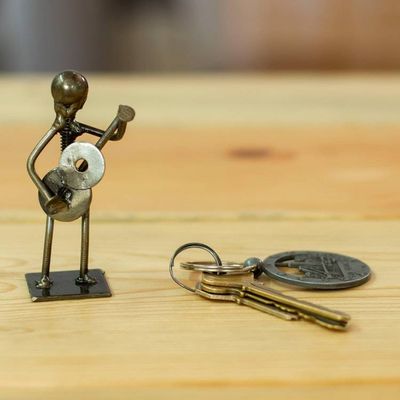 Alternate image for Eco-Friendly Recycled Metal Guitar Player Figurine Guitar Star