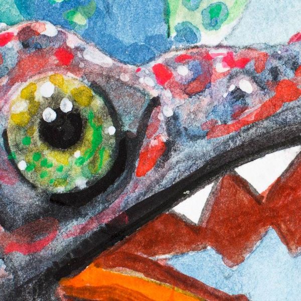 Alternate image for Traditional Expressionist Watercolor Alebrije Snake Painting Snake Alebrije