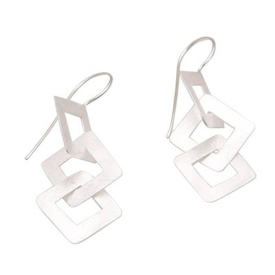 Alternate image for Modern Brushed Sterling Silver Dangle Earrings A Brush with Destiny