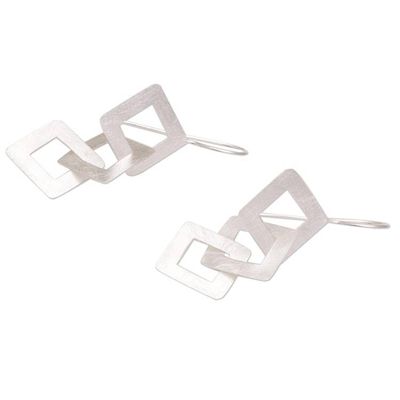 Alternate image for Modern Brushed Sterling Silver Dangle Earrings A Brush with Destiny