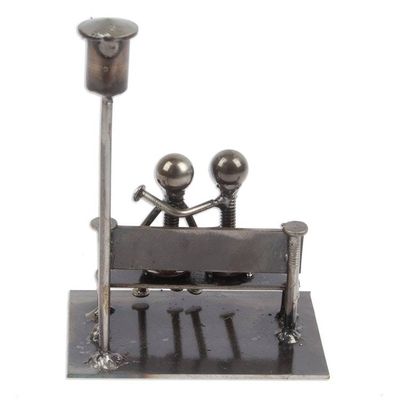 Alternate image for Lovers on a Bench Eco-Friendly Recycled Metal Figurine Lovers Bench