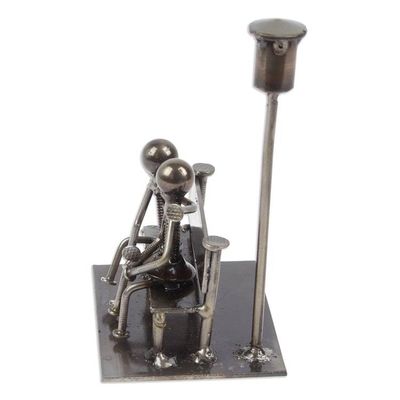 Alternate image for Lovers on a Bench Eco-Friendly Recycled Metal Figurine Lovers Bench