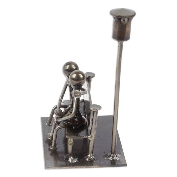 Alternate image for Lovers on a Bench Eco-Friendly Recycled Metal Figurine Lovers Bench