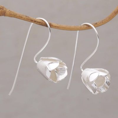 Alternate image for Floral Drop Earrings in Sterling Silver from Bali Modest Primrose