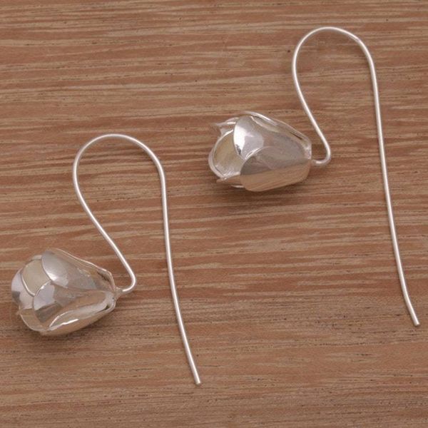 Alternate image for Floral Drop Earrings in Sterling Silver from Bali Modest Primrose