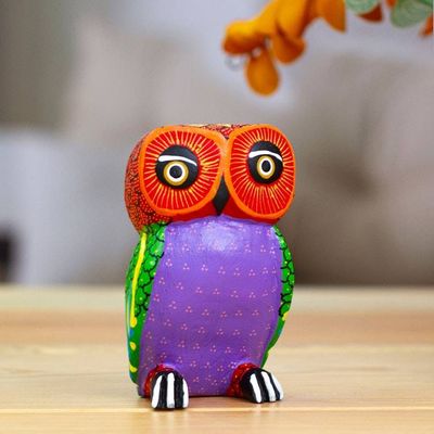 Primary image for Hand-Carved Painted Wood Alebrije Owl Figurine from Mexico Sweet Owl