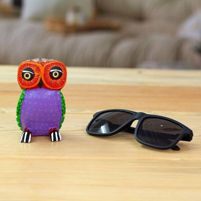 Alternate image for Hand-Carved Painted Wood Alebrije Owl Figurine from Mexico Sweet Owl