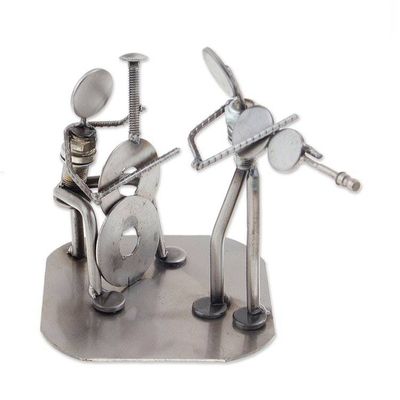 Alternate image for Musician Sculpture of Recycled Spark Plugs and Metal Cello and Violin Duet