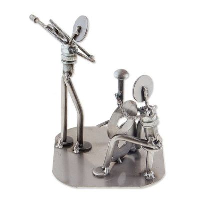 Alternate image for Musician Sculpture of Recycled Spark Plugs and Metal Cello and Violin Duet