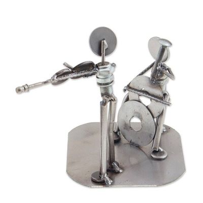 Alternate image for Musician Sculpture of Recycled Spark Plugs and Metal Cello and Violin Duet