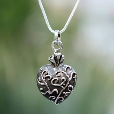 Primary image for Unique Romantic Sterling Silver Pendant Necklace Living Heart