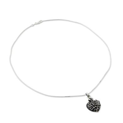 Alternate image for Unique Romantic Sterling Silver Pendant Necklace Living Heart