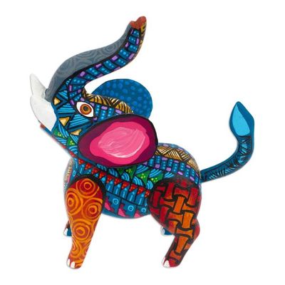 Alternate image for Wood Alebrije Elephant Figurine Hand-Painted in Mexico Splendorous Elephant
