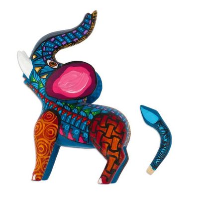 Alternate image for Wood Alebrije Elephant Figurine Hand-Painted in Mexico Splendorous Elephant