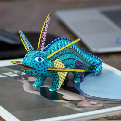 Primary image for Wood Alebrije Axolotl Figurine Hand-Painted in Mexico Colorful Axolotl