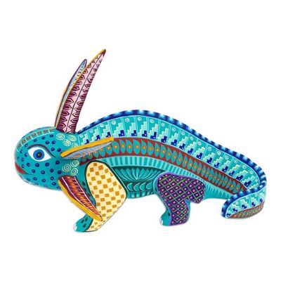 Alternate image for Wood Alebrije Axolotl Figurine Hand-Painted in Mexico Colorful Axolotl