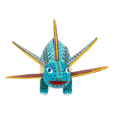 Alternate image for Wood Alebrije Axolotl Figurine Hand-Painted in Mexico Colorful Axolotl
