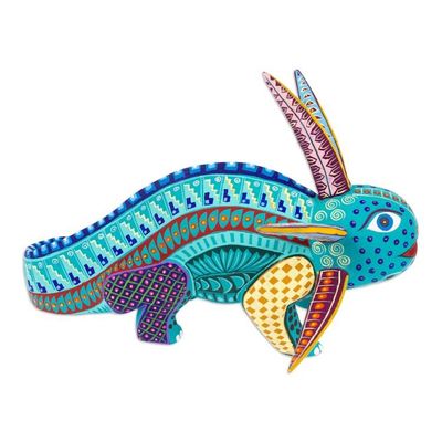 Alternate image for Wood Alebrije Axolotl Figurine Hand-Painted in Mexico Colorful Axolotl