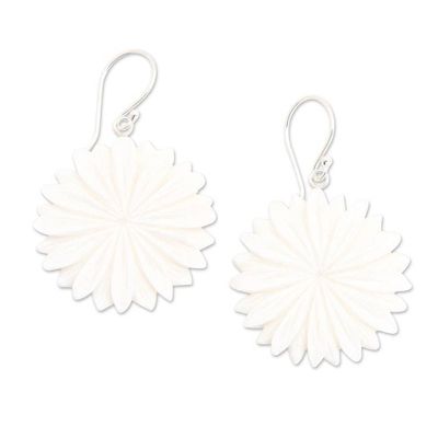 Alternate image for Hand-Carved Margot Bloom-Shaped Dangle Earrings Snowy Margot