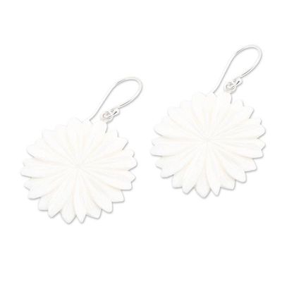 Alternate image for Hand-Carved Margot Bloom-Shaped Dangle Earrings Snowy Margot