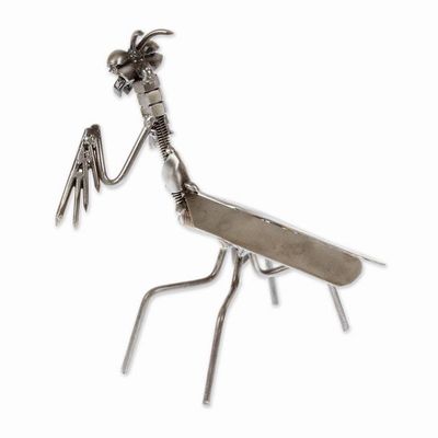 Alternate image for Mantis-Themed Eco-Friendly Modern Recycled Metal Figurine Marvelous Mantis