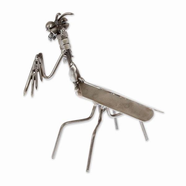 Alternate image for Mantis-Themed Eco-Friendly Modern Recycled Metal Figurine Marvelous Mantis