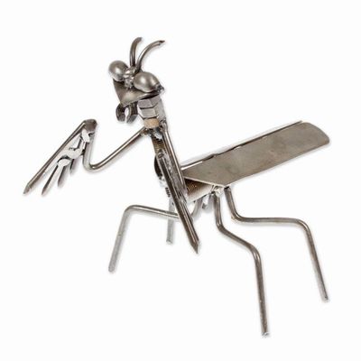 Alternate image for Mantis-Themed Eco-Friendly Modern Recycled Metal Figurine Marvelous Mantis