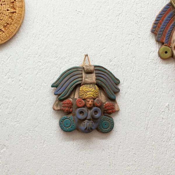 Alternate image for Ah Puch Ceramic Wall Mask Crafted in Mexico Colorful Ah Puch