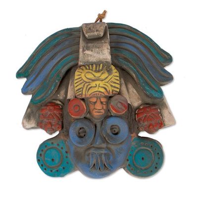 Alternate image for Ah Puch Ceramic Wall Mask Crafted in Mexico Colorful Ah Puch