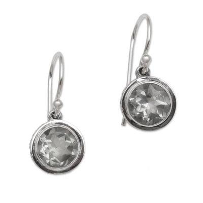 Alternate image for Circular Prasiolite and Sterling Silver Earrings from Bali Glittering Glance