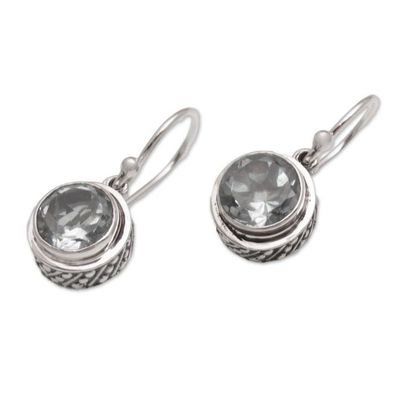 Alternate image for Circular Prasiolite and Sterling Silver Earrings from Bali Glittering Glance