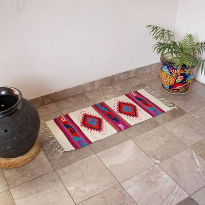 Alternate image for Traditional Handwoven Natural Dye Azalea Wool Table Runner Azalea Cycles