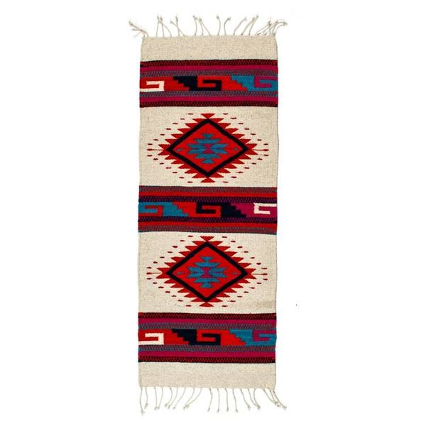 Alternate image for Traditional Handwoven Natural Dye Azalea Wool Table Runner Azalea Cycles