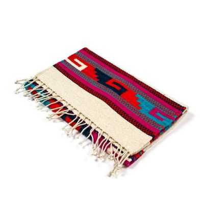 Alternate image for Traditional Handwoven Natural Dye Azalea Wool Table Runner Azalea Cycles