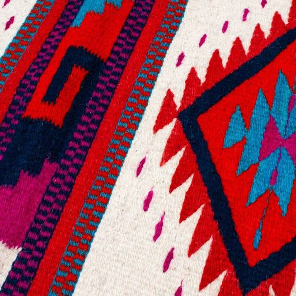 Alternate image for Traditional Handwoven Natural Dye Azalea Wool Table Runner Azalea Cycles